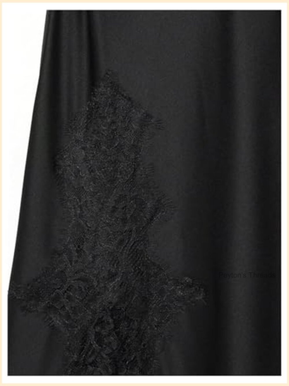 V Neck Spaghetti Strap Lace Trim Slip Midi Dress Asymmetrical Summer - Picture 4 of 5